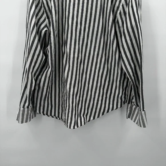 Victorias Secret Pajama Shirt Top Womens Medium White Gray Stripe Soft Button - Picture 6 of 12